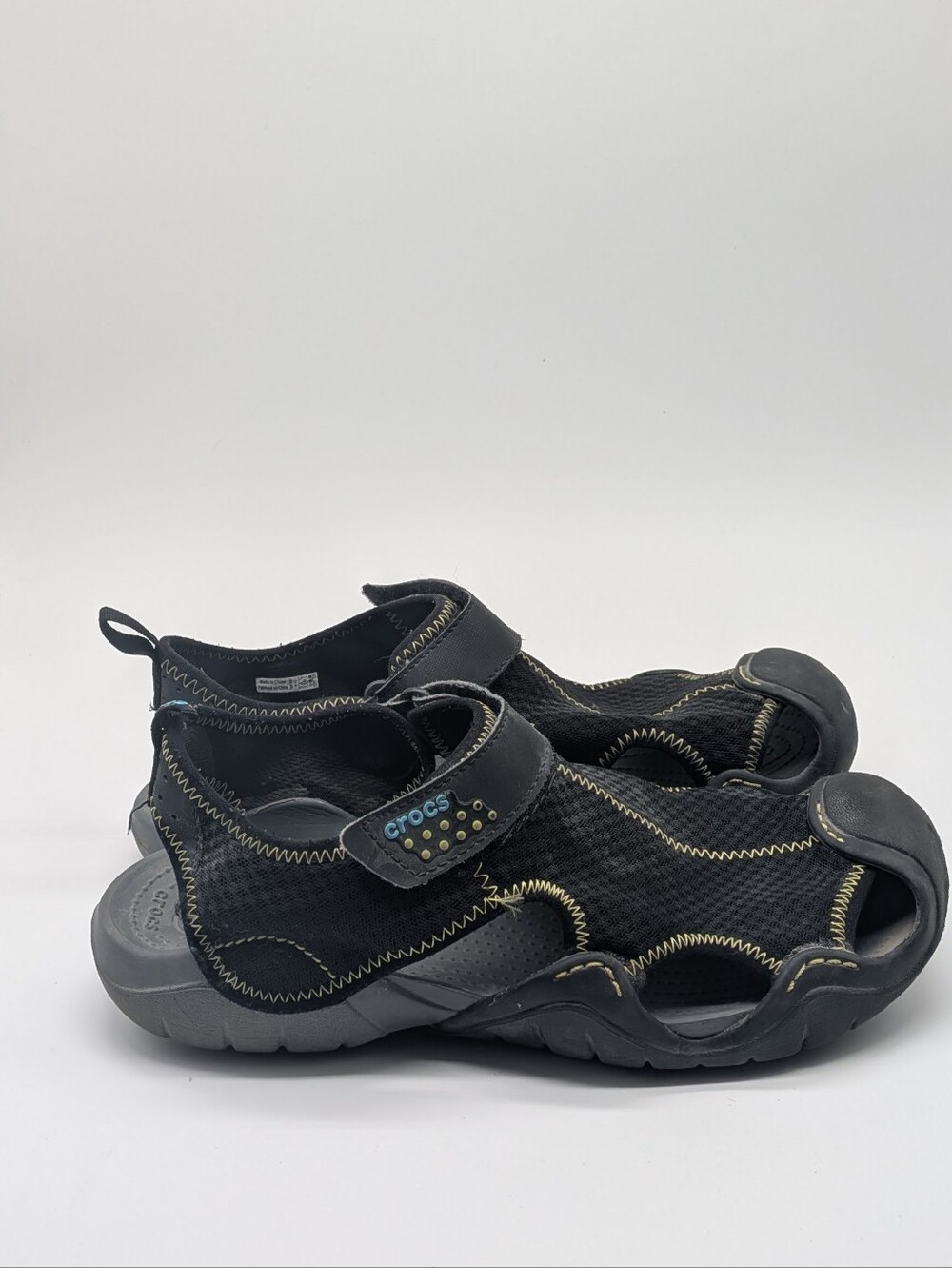 Crocs Swiftwater Mesh Deck Sandals Black Water Sport Hiking Shoes Men's Size 10